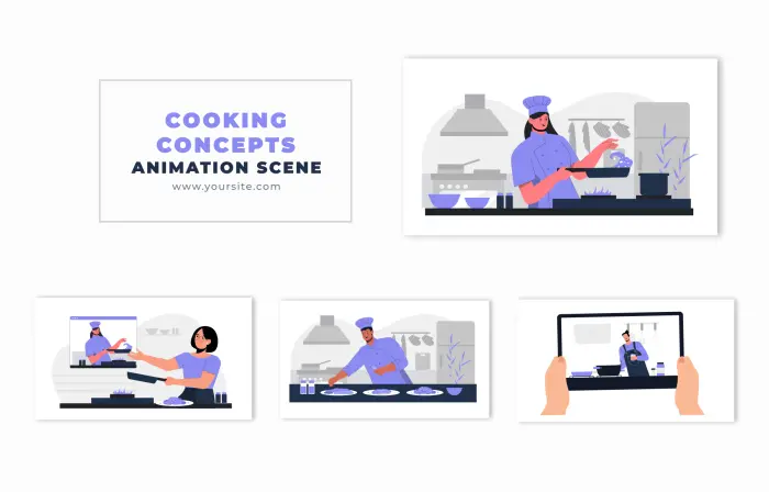 Food Cooking Chef Vector Cartoon Animation Scene
